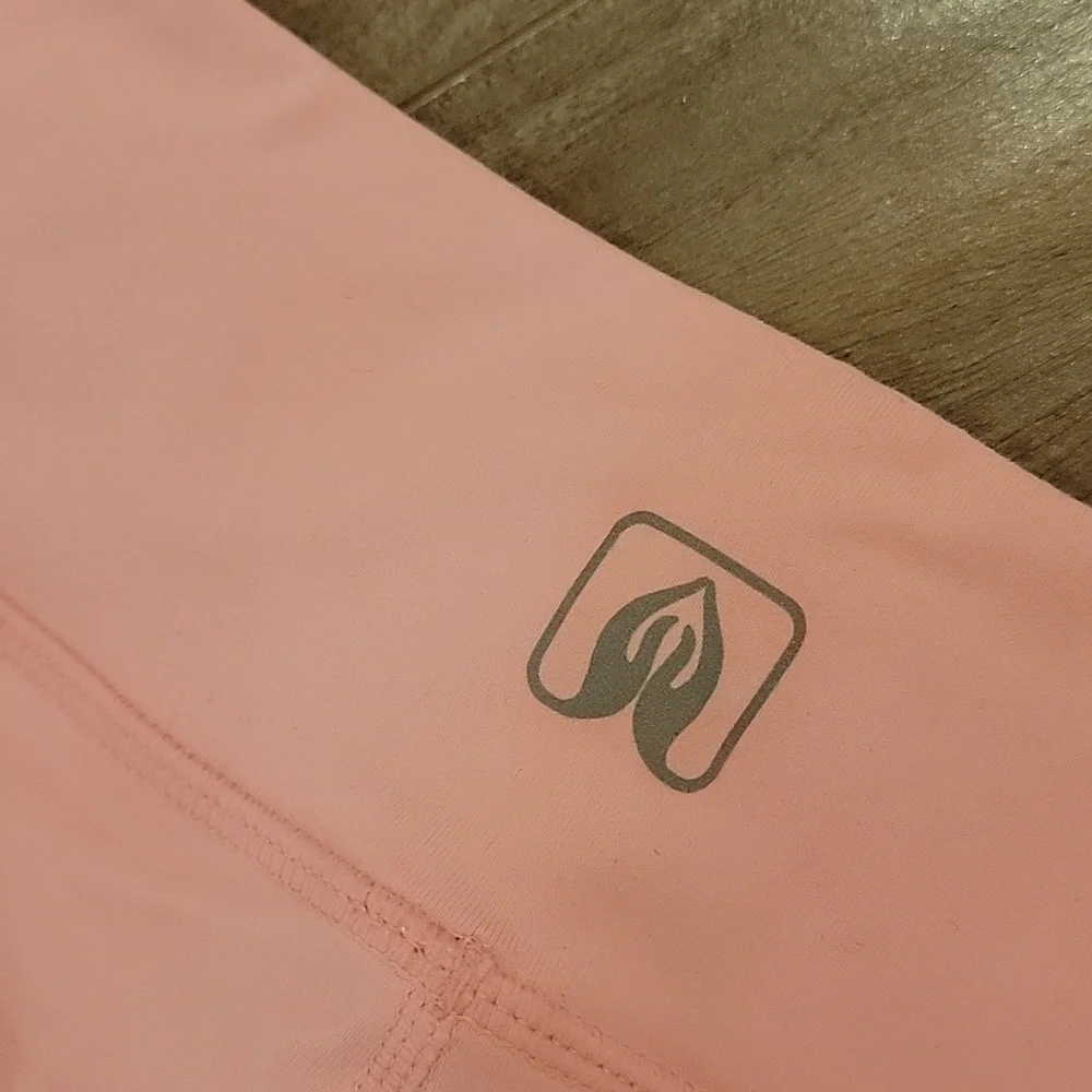 ❄️3/$30 NAMASTETICS Pink and Gray Faux Leg Warmer Athletic Leggings - Picture 4 of 7